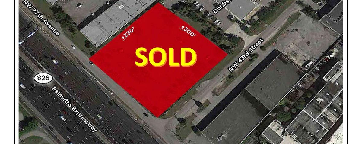 Aerial map showing red SOLD industrial site